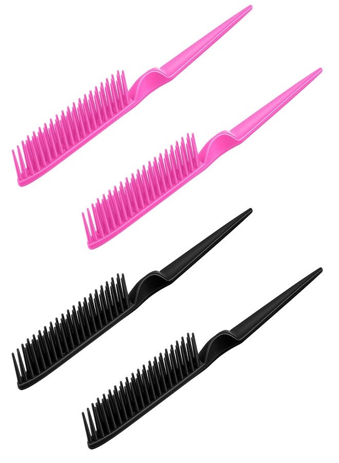 Exclaith 3 Row Hair Comb for Natural Detangling, 4PCS Rat Tail Styling Comb Set Nylon Bristle Unbraider Teasing Combs for Defining Curls and Sectioning Hair - Image 1
